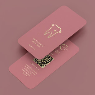 Cosmetic Dentist Dental Dusty Rose Gold Tooth Business Card