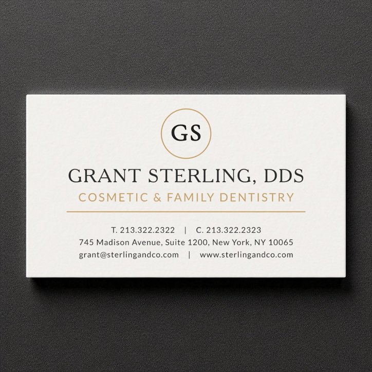 Cosmetic Dentist White Gold Modern Elegant Luxury Business Card