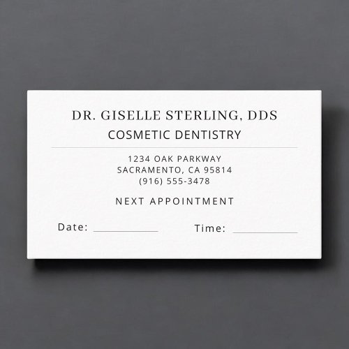 Cosmetic Dentistry Dentist Office Appointment Card