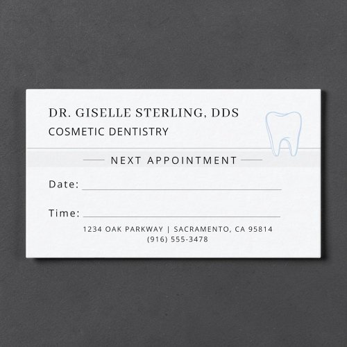 Cosmetic Dentistry Dentist Tooth Appointment Card