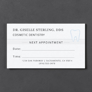 Cosmetic Dentistry Dentist Tooth Appointment Card