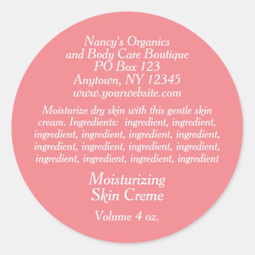 Cosmetic Label with Ingredients _ dusty rose