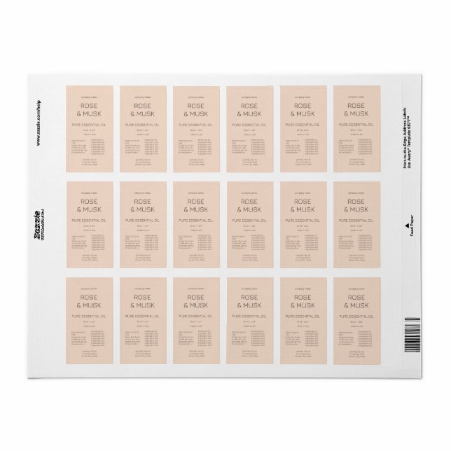 Cosmetic Oil Labels / Dropper bottle with Qrcode (Full Sheet)