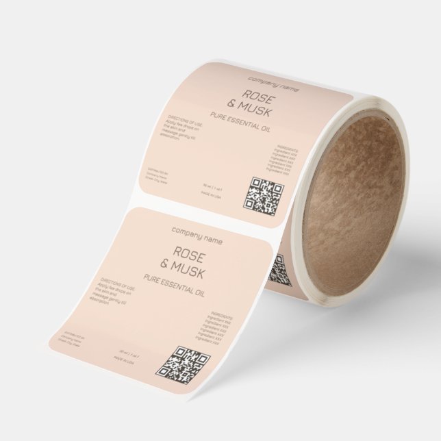Cosmetic Oil Labels / Dropper bottle with Qrcode (Roll)
