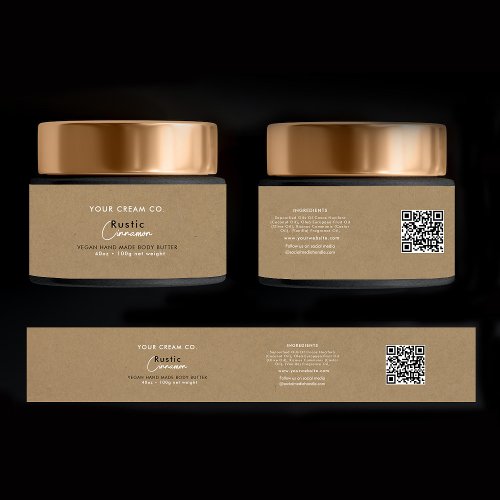 Cosmetic Product Sticker Template Skincare Kraft Wrap Around Label