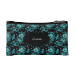 Cosmetic Teal Blue Paisley Floral Make-up Lipstick Cosmetic Bag at Zazzle