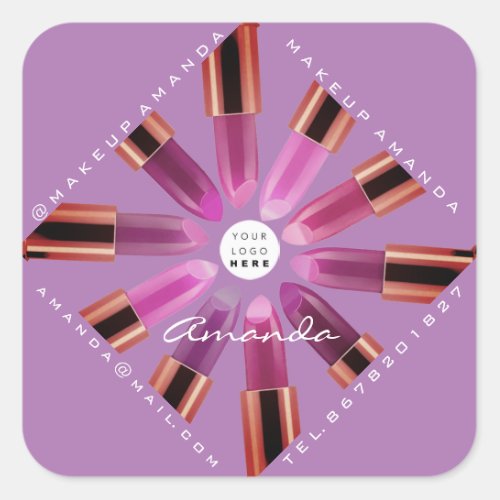 Cosmetica Makeup Rose Gold Lipsticks Lavender Square Sticker