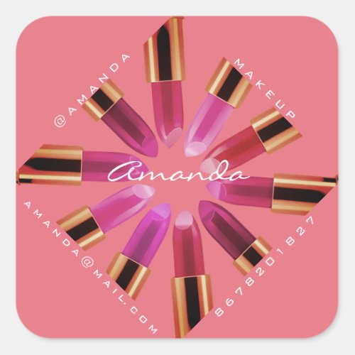 Cosmetica Makeup Shop Rose Pink Lipstick Insta  Square Sticker