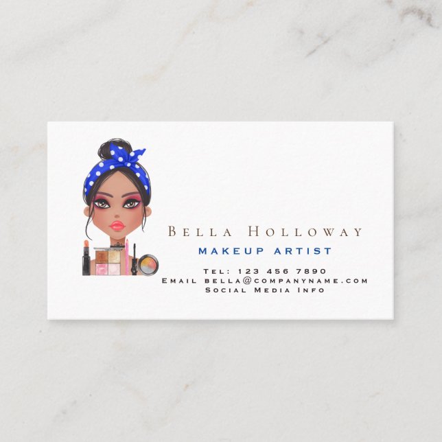 Cosmetics and Face Stylish Makeup Artist Business Card (Front)
