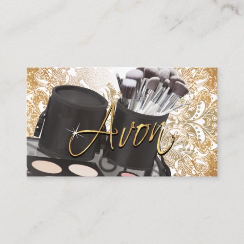 Cosmetics and Gold Glitter _ Avon Business Card