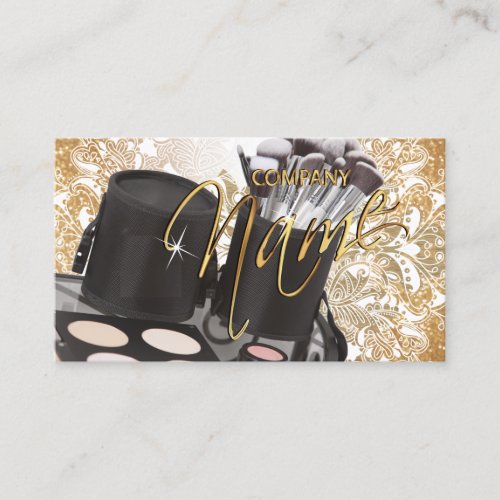 Cosmetics and Gold Glitter Business Card