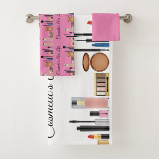 Cosmetics Are Life Pretty Pink Make Up Bath Towel Set