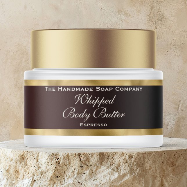 Cosmetics Body Butter Gold Foil & Brown Jar Wrap Around Label (Creator Uploaded)