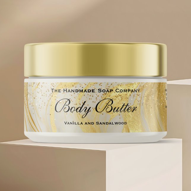 Cosmetics Body Butter Jar Label Ivory Gold glitter (Creator Uploaded)
