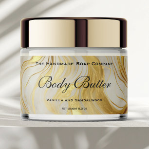 Cosmetics Body Butter Jar Label Ivory Marble Gold