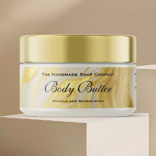 Cosmetics Body Butter Jar Label Ivory Marble Gold