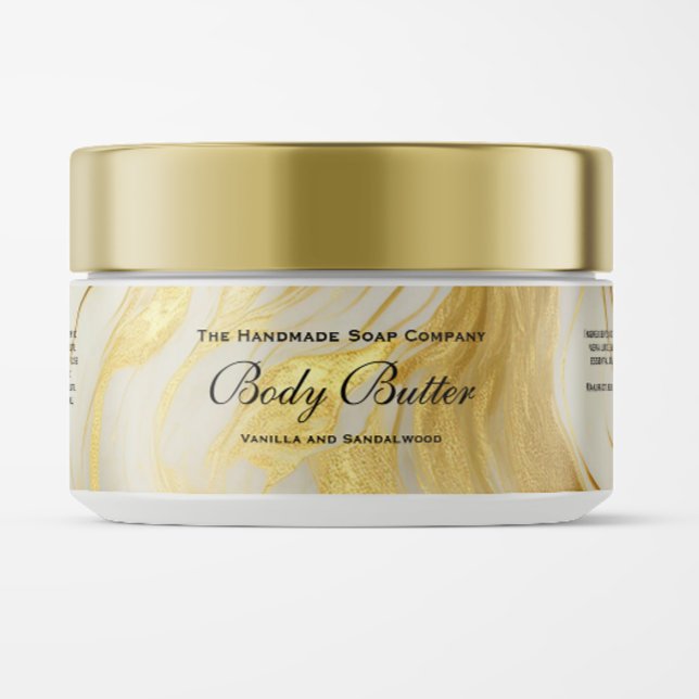 Cosmetics Body Butter Jar Label Ivory Marble Gold (Creator Uploaded)