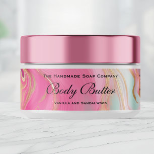 Cosmetics Body Butter Jar Label Pink Marble & Gold