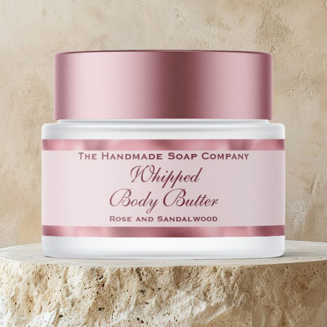 Cosmetics Body Butter Pink Foil and Pink Jar  Wrap Around Label (Creator Uploaded)