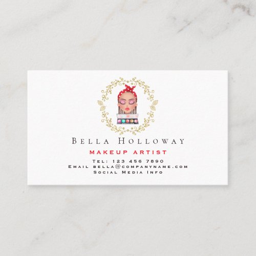 Cosmetics Face Gold Wreath elegant Makeup Artist Business Card