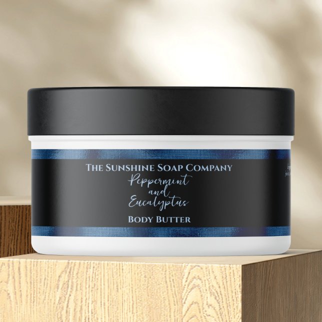 Cosmetics Jar Label - Black and Blue Foil (Creator Uploaded)
