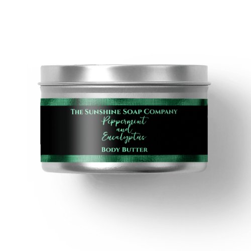 Cosmetics Jar Label _ Black and Green Foil