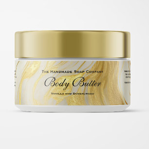 Cosmetics Jar Label - Ivory Marble and Gold