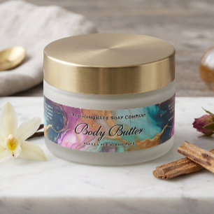 Cosmetics Jar Label - Teal, Blue, Magenta and Gold