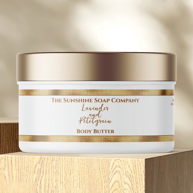Cosmetics Jar Label - White with Faux Gold (Creator Uploaded)