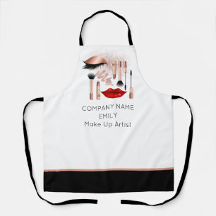 Cosmetics Make Up Artist Company Name Rose Gold Apron