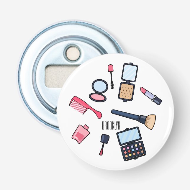 Cosmetics / make-up cartoon illustration bottle opener (Front)