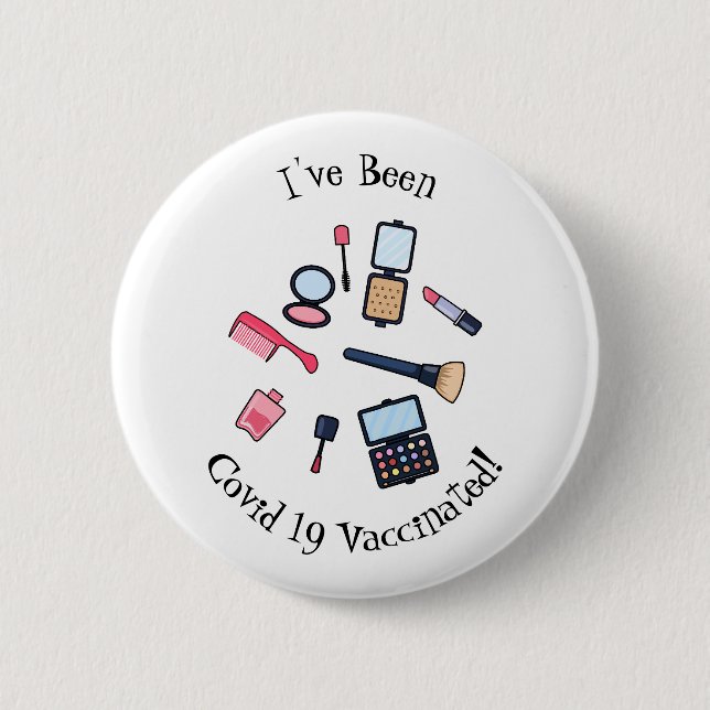 Cosmetics / make-up cartoon illustration button (Front)