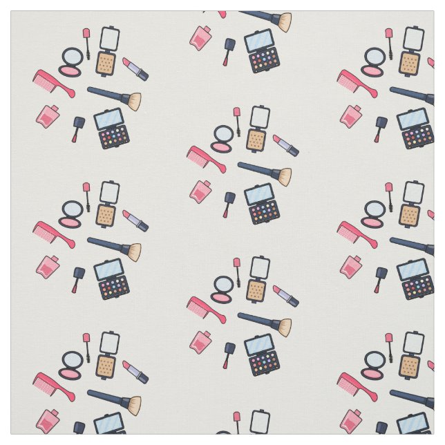 Cosmetics / make-up cartoon illustration fabric (Swatch)