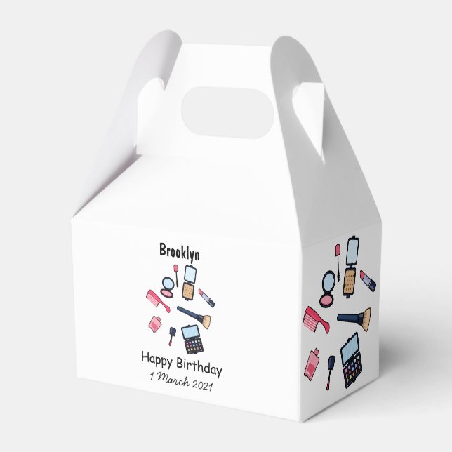 Cosmetics / make-up cartoon illustration favor boxes (Front Side)