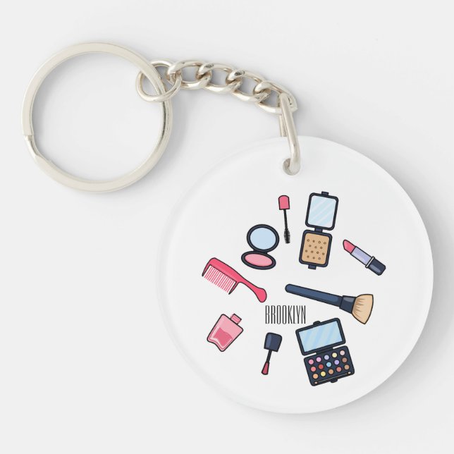 Cosmetics / make-up cartoon illustration keychain (Front)
