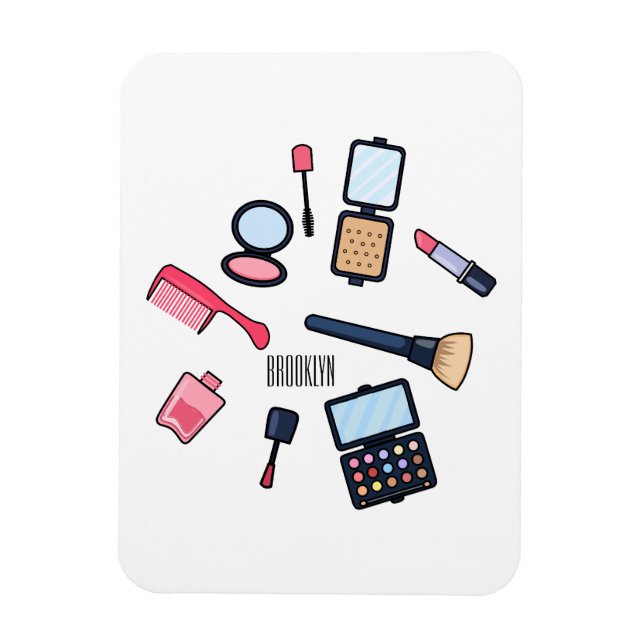 Cosmetics / make-up cartoon illustration magnet (Vertical)
