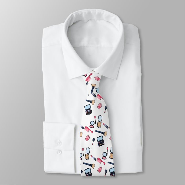 Cosmetics / make-up cartoon illustration neck tie (Tied)