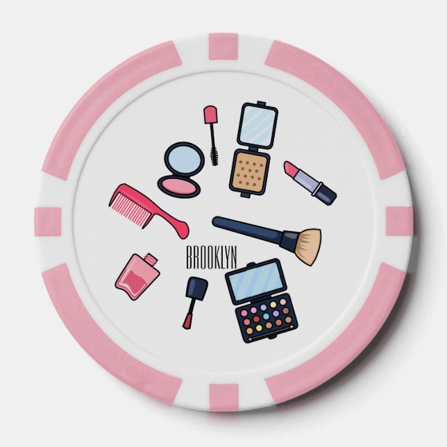 Cosmetics / make-up cartoon illustration poker chips (Front)