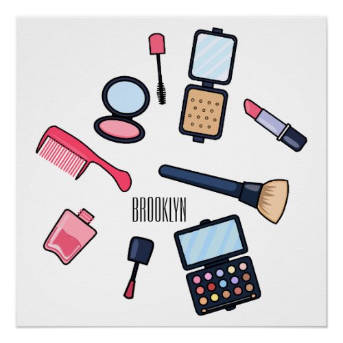 Cosmetics  make_up cartoon illustration poster