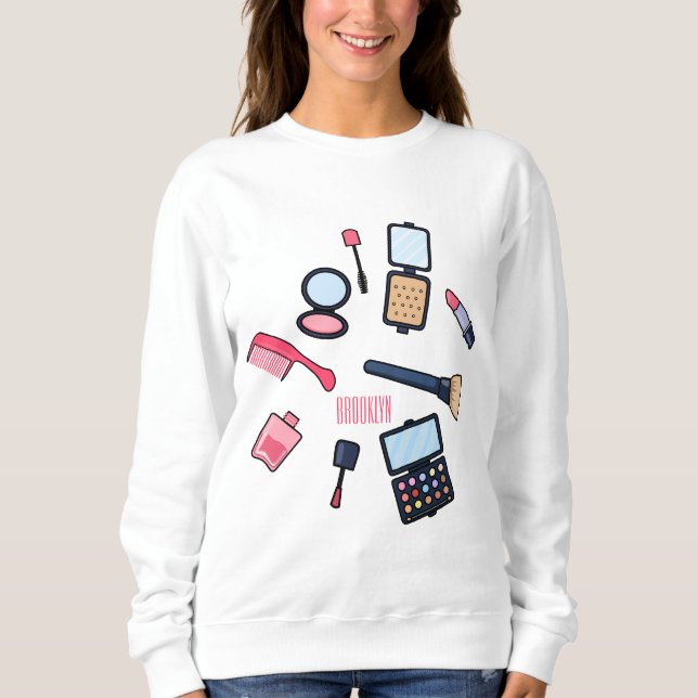 Cosmetics / make-up cartoon illustration sweatshirt (Front)