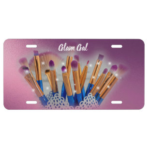 Cosmetics Makeup Brush Glamour License Plate