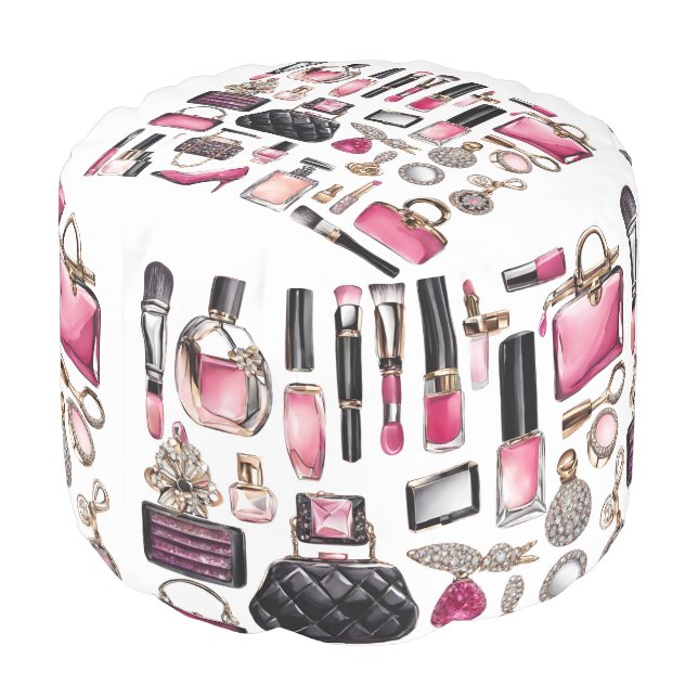Cosmetics Makeup Brushes Nailpolish Lipstick Pouf (Angled Back)