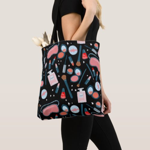 Cosmetics makeup pattern black Tote Bag