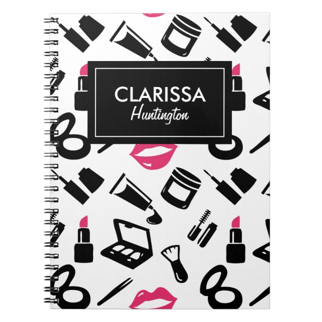 Cosmetics Pattern Custom Name Notebook (Front)