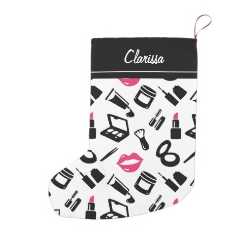 Cosmetics Pattern Custom Name Small Christmas Stocking