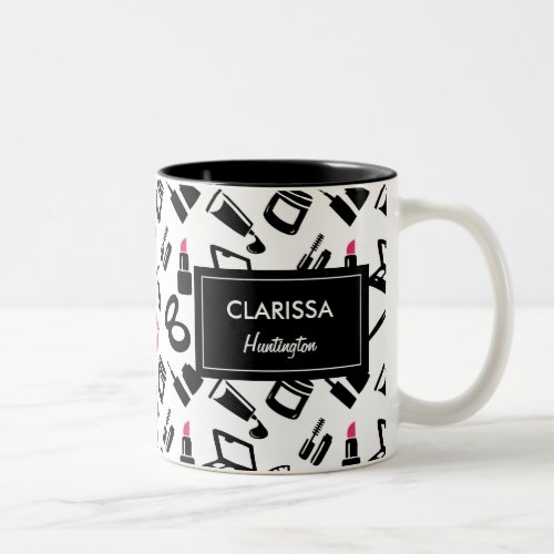 Cosmetics Pattern Custom Name Two_Tone Coffee Mug