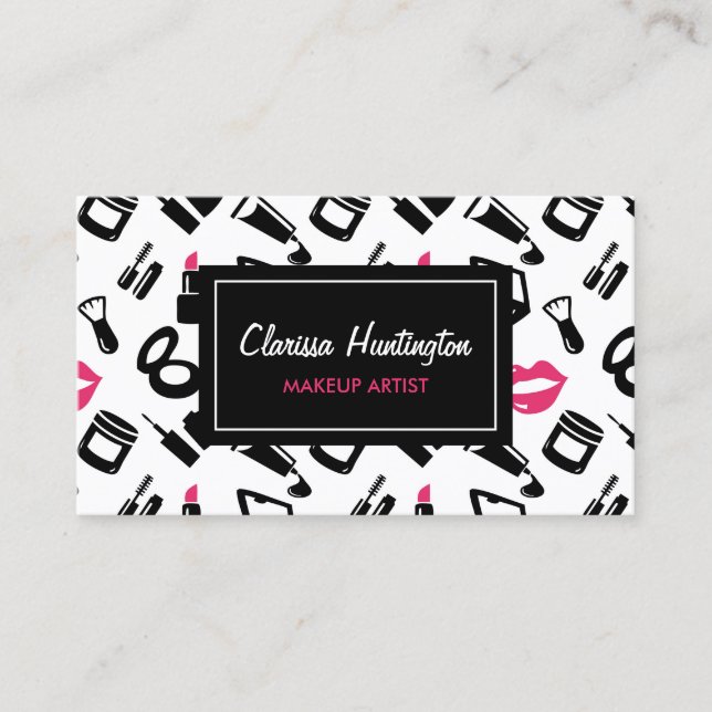 Cosmetics Pattern | Makeup Artist Business Card (Front)