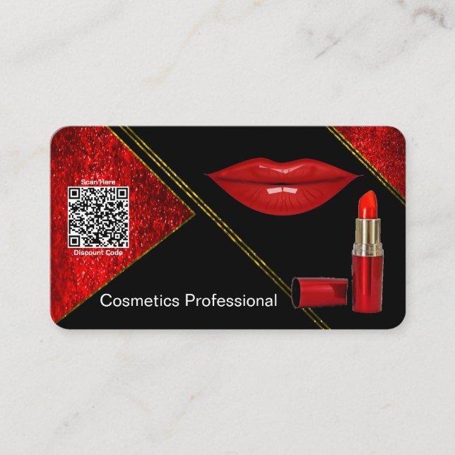 Cosmetics Professional | Red-Black | Business Card (Front)