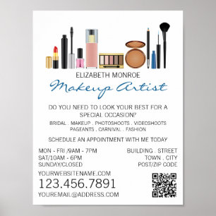 Cosmetics Selection, Makeup Artist Advertising Poster