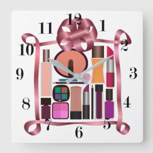 Cosmetics set square wall clock